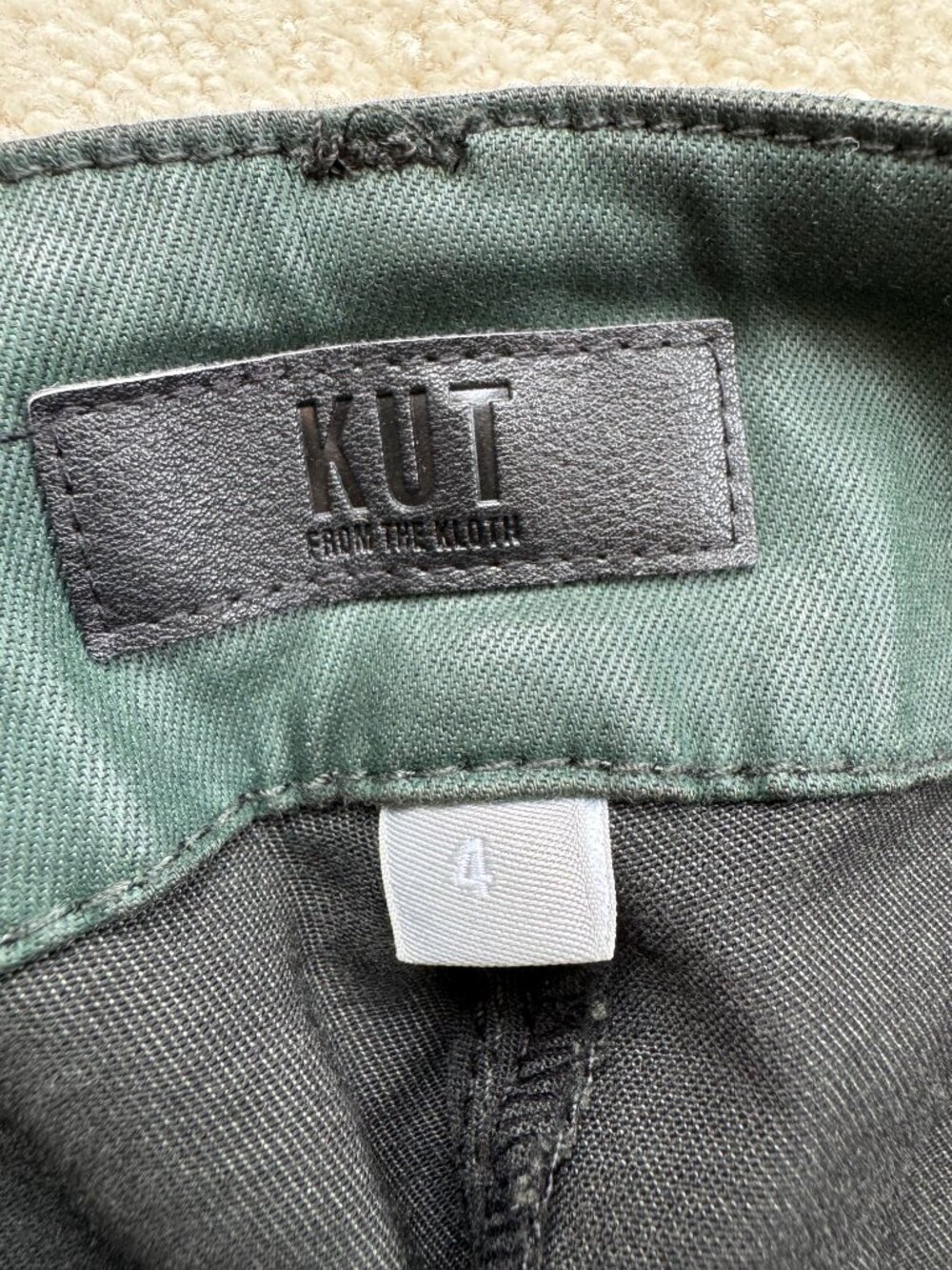 KUT from the Kloth Reese Coated Ankle Straight Pants Forest Green 4 NWT - Picture 9 of 16